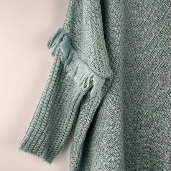 Maison Pholya Mohair Wool Blend Cowl Neck Tunic Sweater Dolman Fringe Sleeve M - Picture 5 of 12